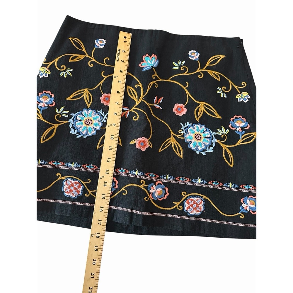 Loft Skirt Women's 12 Embroidered Black Lined Cowgirl Boho Festival #CC11-1 - Picture 5 of 6